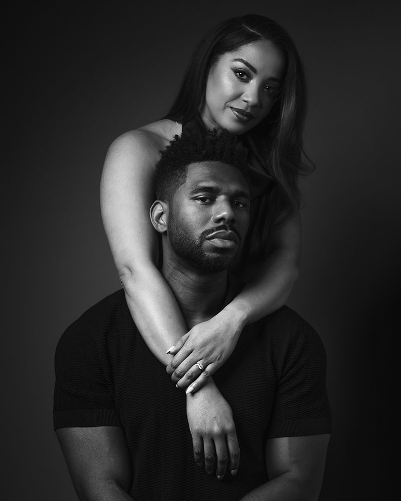 Brett Brown photo of himself and his wife in B&W