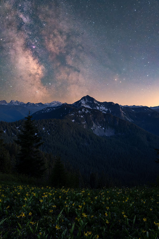 Julia Icenogle photo of Mt Fernow with the Milky Way in the sky overhead