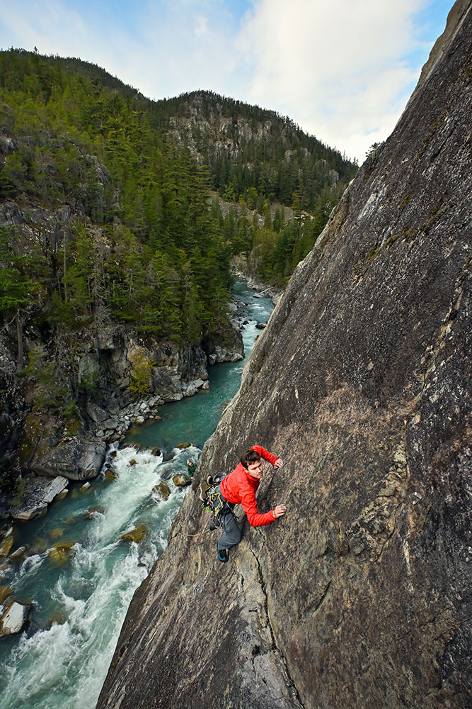 Ian Harland photo of a climber on the side of a mountain.